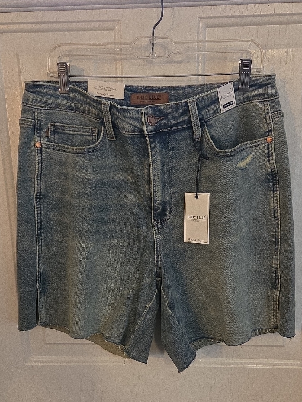 Judy Blue Washed Distressed High-Rise Denim Shorts - Blue Size 1X NWT